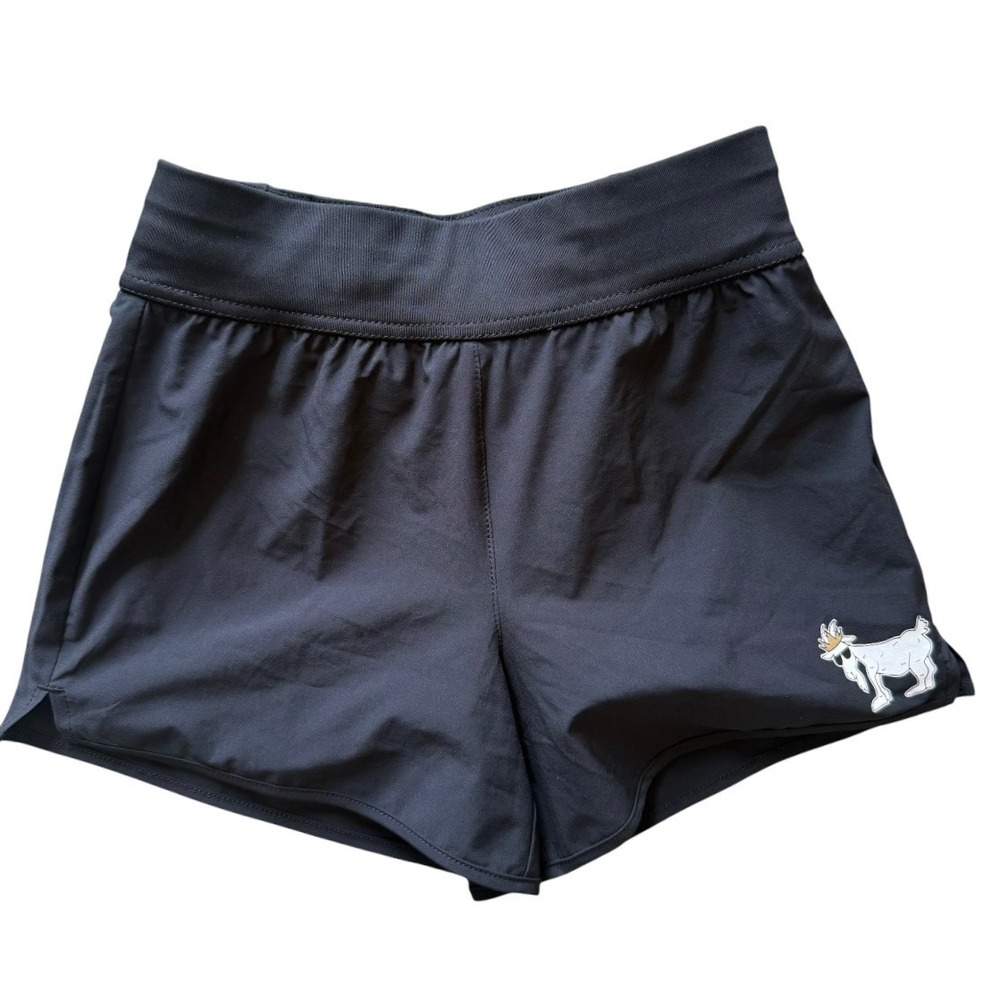 GOAT USA Kids Youth Medium Black Athletic Running Shorts Rear Zip Pocket NWT